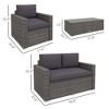 4 Pieces Rattan Sofa Set Wicker Patio Sofa Set with Loveseat Chairs Glass Top Coffee Table for Garden Outdoor - 3 of 4