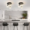 PAKOKULA 7.87 in. 3-Light Matte Black Modern Semi-Flush Mount with Clear Glass Shade - 3 of 4