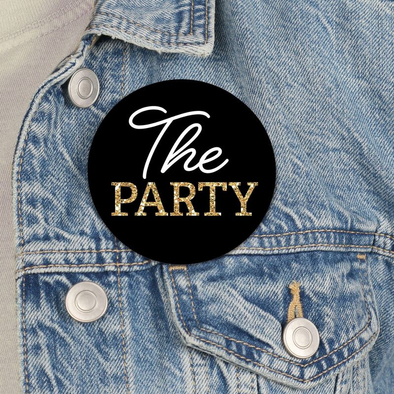 Big Dot of Happiness Wife of the Party - 3 inch Black and Gold Bachelorette Party Badge - Pinback Buttons - Set of 8, 3 of 9
