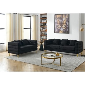 TiramisuBest 3-seater + 2-seater Combination sofa,Black - 1 of 4