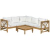 Outsunny 6 Piece Wood Patio Furniture Set, Outdoor Sectional Sofa with Cushions and Coffee Table, Acacia Wood Conversation Set Couch, Cream White - 4 of 4
