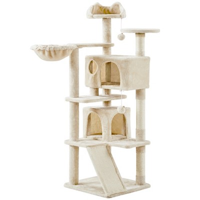 Yaheetech 57"H Plush Cat Tree Condo for Kittens/Small Cats