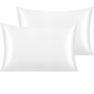 2 Pack Satin Pillowcases for Hair and Skin, Luxurious and Silky Pillow Cases with Envelope Closure - NTBAY - 1 of 4