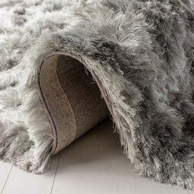 Silver 4' x 4' Square Hand-Tufted Shag Area Rug