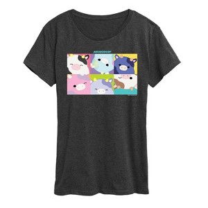 Women's - Squishmallows - Mooody Cow Grid Short Sleeve Graphic T-Shirt - 1 of 4