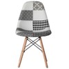 Fabulaxe Modern Fabric Patchwork Chair with Wooden Legs for Kitchen, Dining Room, Entryway, Living Room with Black & White Patterns - 2 of 4