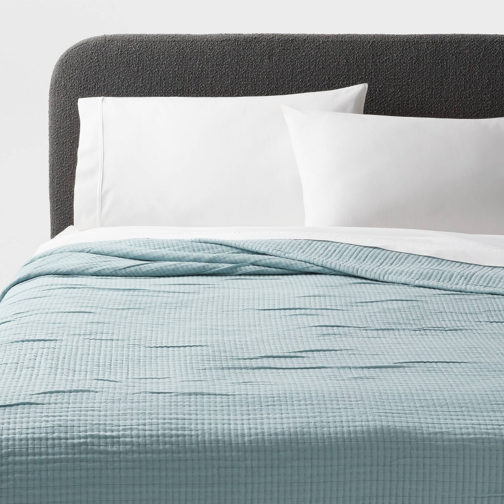 Photos - Bed Linen King Double Cloth Quilt Light Teal Blue - Threshold™