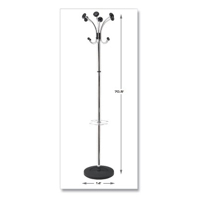 Chrome and Black Coat Stand with Umbrella Holder