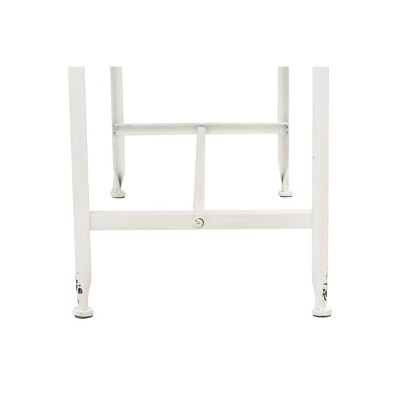 Distressed White Metal Console Table with Wood Top