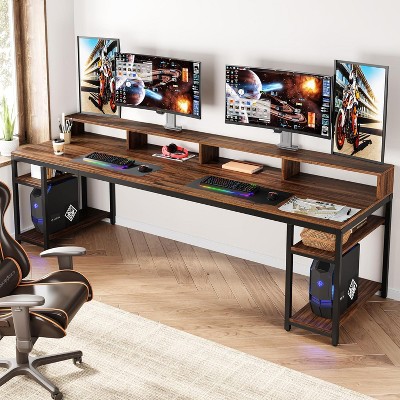 GDFStudio Kiera Industrial Office Desk with Storage Shelves