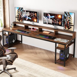 GDFStudio Kiera Industrial Office Desk with Storage Shelves - 1 of 4