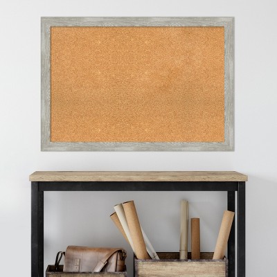 Dove Greywash Narrow Framed Natural Corkboard 43" x 31"