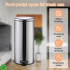 8 Gal/30L Round Stainless Steel Trash Can w/ Soft-Close Lid Step-On Garbage Bin w/Removable Inner Bucket - 4 of 4