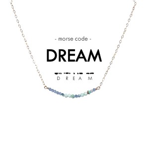 ETHIC GOODS Women's Dainty Stone Morse Code Necklace [DREAM] - 1 of 4