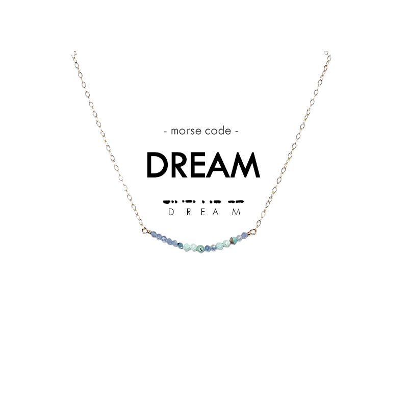 ETHIC GOODS Women's Dainty Stone Morse Code Necklace [DREAM], 1 of 7