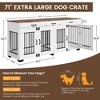 71-Inch Large Dog Crate with 3 Drawers for 2 Dogs, Spacious Wooden Indoor Kennel with Divider, Large Breed Dog Crate and TV Stand for Medium Large Dog - 2 of 4