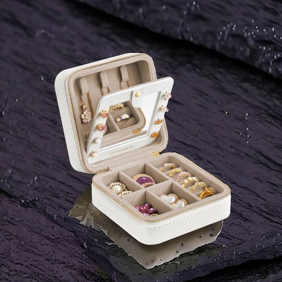 Square Portable Jewelry Box Travel Accessory Organizer