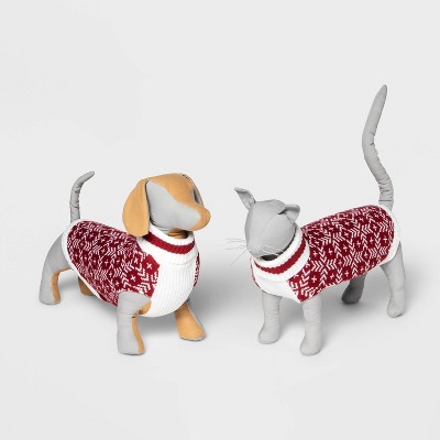 Dog and Cat Sweater - Red/White - Wondershop™