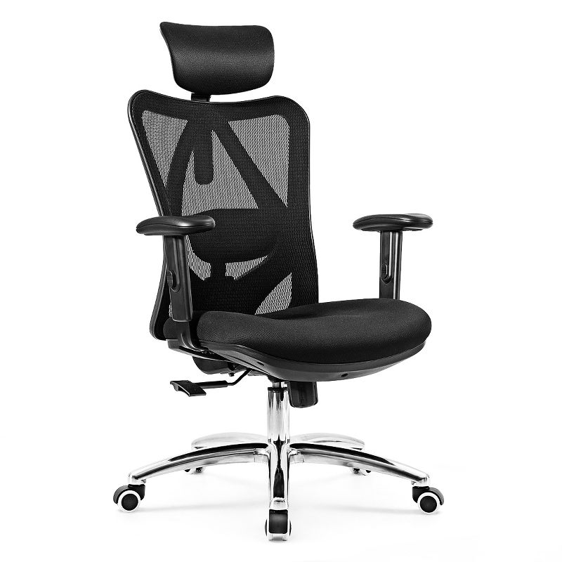 High Back Mesh Office Chair Adjustable Lumbar Support&Headrest Home Study Black, 1 of 11