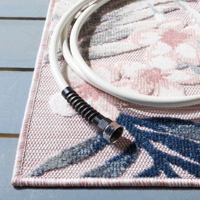Cabana Floral Braided Pink/Grey Synthetic 2' x 9' Runner Rug