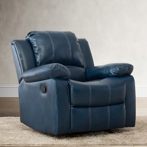PU Leather Recliner with Glider, Finish and Plush Armrests - 1 of 4