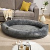 Giant Extra Large Memory Foam Human Size Pet Bed with Storage Pocket Cover Portable Handle Non-Slip Bottom - 2 of 4