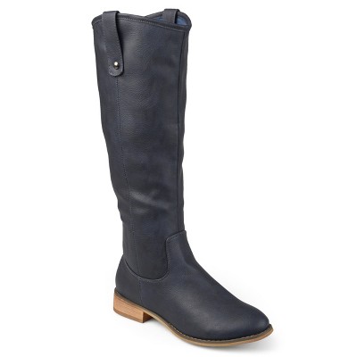 Journee Collection Womens Taven Stacked Heel Riding Boots Blue 7.5 : Target