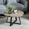 HOMCOM Round Coffee Table, Accent Center Table Steel Legs Living Room Furniture, Wooden Coffee Table, Light Gray - 3 of 4