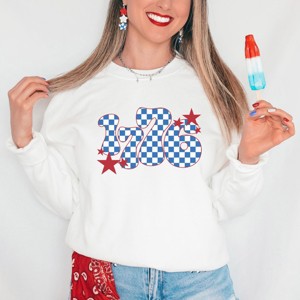 Simply Sage Market Patriotic 1776 Checkered Sweatshirt - 1 of 4