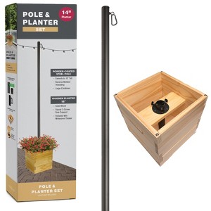 Excello Global Products RTA Planter Box Set With String Light Pole - 14"x14" Undersized - 1 of 4