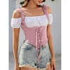 Women Costume Fake Two Piece Strappy Vintage Corset Vest Pirate Medieval Viking Steampunk Gothic Tank Top - 4 of 4