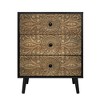 3 Drawer Cabinet With 3 Drawers, Solid Wood Hand-carved Relief, Backboard Lock Buckle Waterproof Storage Organizer - 2 of 4