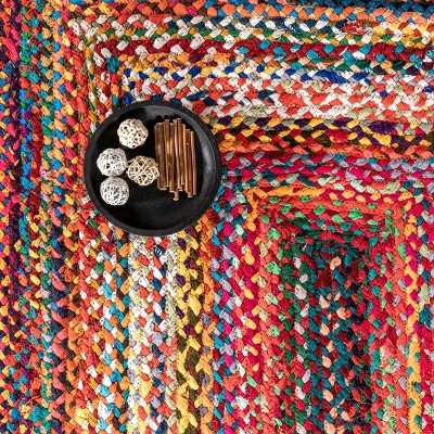 Handmade Multicolor Cotton Braided Round Area Rug