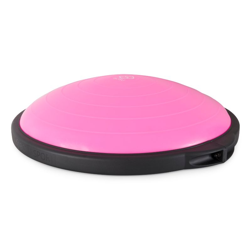 Bosu 20 Inch Dynamic Non-Slip Travel Size Home Gym Balance Ball Pod Trainer for Strength and Flexibility with 6 Rubber Feet and Hand Pump, Pink, 3 of 8