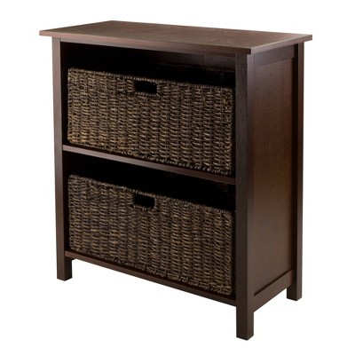 3pc Granville Set Storage Shelf with Baskets Walnut - Winsome