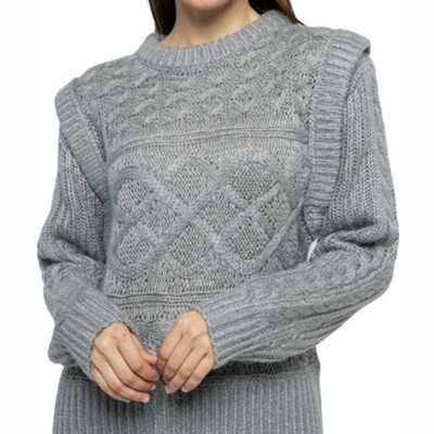 Women's Cable Knit Extended Shoulder Sweater - &merci