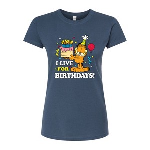 Women's - Garfield - I Live For Birthdays Fitted Graphic T-Shirt - 1 of 3