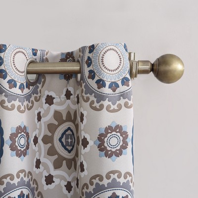 Nepal Global Medallion Print Blackout Linen Curtain Panel