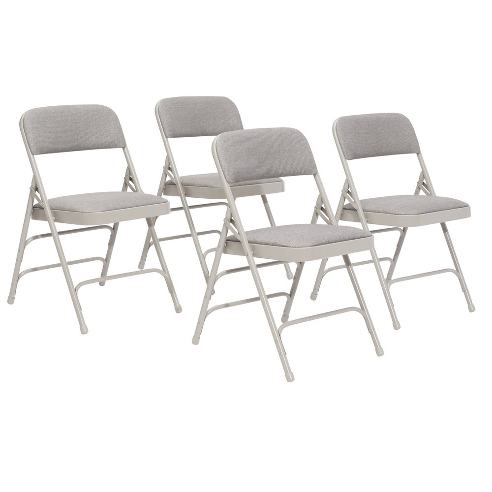 Photos - Computer Chair Set of 4 Deluxe Fabric Padded Triple Brace Folding Chairs Gray - Hampden F