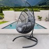 YOOCOZZ Outdoor & Indoor PE Wicker Egg-Shaped Hanging Chair & Swing Chair with Puffy Cushion - 2 of 4