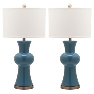 Lola Blue Ceramic Column Table Lamp Set of 2 - Safavieh