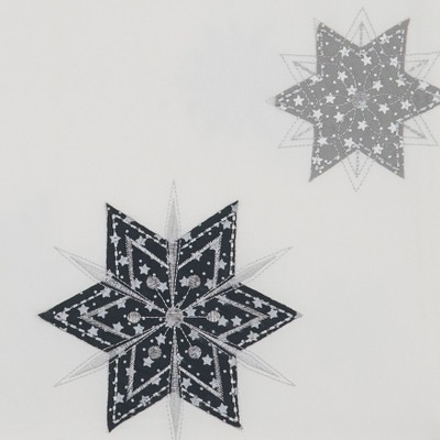 White Embroidered Snowflakes Polyester Table Runner