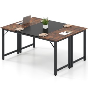 Tangkula 2 PCS 63" Computer Desk Modern Industrial Office Desk w/ Metal Frame & Large Executive Desk - 1 of 4