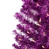 Northlight Pre-Lit Artificial Tinsel Christmas Tree - 3' - Purple - Clear Lights - 3 of 4