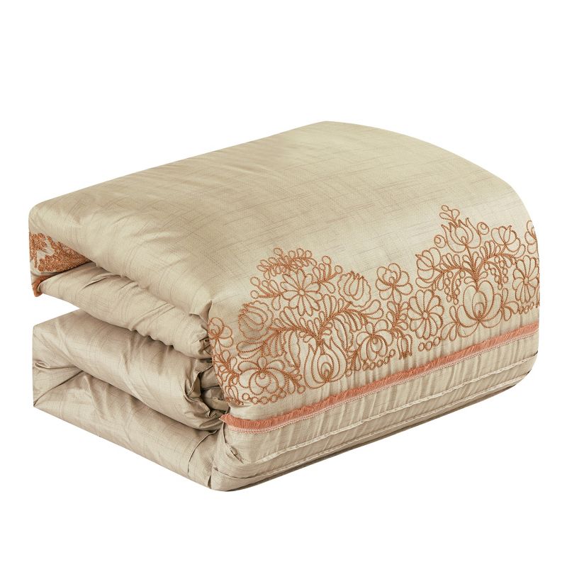 Esca Ketifa Warm & Cozy 7 Piece Comforter Set: 1 Comforter, 2 Shams, 2 Cushions, 1 Breakfast Pillow, 1 Decorative Pillow - Gold, 3 of 6