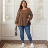 Women's Plus Size Casual Cable Knit Peplum Scoop Neck LongSleeve Trendy Blouses - Agnes Orinda - 3 of 4
