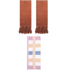 REGALWOVEN 3 Packs Cotton Absorbent Soft Decorative Bathroom Hand Towel Set - 1 of 4