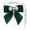 INSPIRE CHIC Women's Velvet Faux Pearl Rhinestone Bow Brooch Tie - 2 of 4