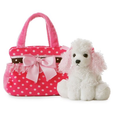 Aurora Fancy Pals 8 Pink Polka Dot Poodle Pet Carrier Stuffed Animal