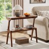 APRILSOUL Solid Wood Side Table 2-Tier Farmhouse Couch Side Table, Rustic Slim Tall Sofa End Table with Storage Shelf for Living Room - 2 of 4